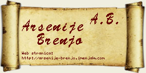 Arsenije Brenjo vizit kartica